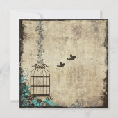 Invitation Bleu de la cage à oiseaux Vintage (Dos)
