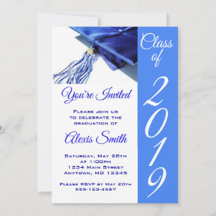 Invitation Bleu de la casquette de graduation et Tassel