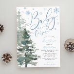 Invitation Bleu de la forêt d'hiver Il fait froid à l'extérie<br><div class="desc">Un petit garçon est en route et il fait froid dehors ! Jetez un merveilleux baby shower à thème d'hiver avec cette invitation personnalisée. Le design comprend une police de script de calligraphie moderne, des flocons de neige bleus et des arbres de forêt d'aquarelle. Personnalisez facilement cet invitation en utilisant...</div>
