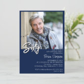 Invitation Bleu de la Marine 60e anniversaire Photo (Debout devant)