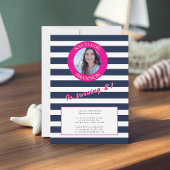 Invitation Bleu de la Marine Blancs photo 21e anniversaire