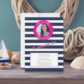 Invitation Bleu de la Marine Blancs photo 21e anniversaire