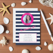 Invitation Bleu de la Marine Blancs photo 21e anniversaire