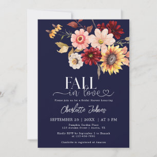 Invitation Bleu de la marine Chute en amour Dahlia Fête des m