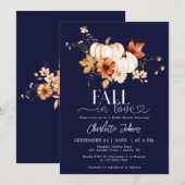 Invitation Bleu de la marine Chute en amour Daisy Citrouille  (Devant / Derrière)