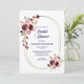 Invitation Bleu de la marine de Bourgogne Roses Fête des mari (Debout devant)