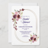 Invitation Bleu de la marine de Bourgogne Roses Fête des mari (Devant)