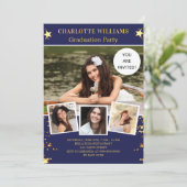 Invitation Bleu de la marine étoile d'or fête de remise de di (Debout devant)