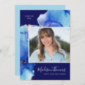 Invitation Bleu de la marine Fête de graduation photo (Devant / Derrière)