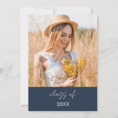 Invitation Bleu de la marine Fleur sauvage de la fête de grad (Dos)