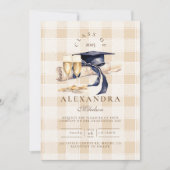 Invitation Bleu de la marine Floral Graduation (Devant)