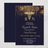 Invitation Bleu de la Marine Gold Nursing Party (Devant / Derrière)