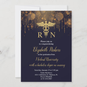 Invitation Bleu de la Marine Gold Nursing Party