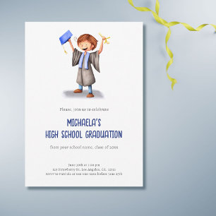 Invitation Bleu de la Marine Graduate Lycée Parti de Graduati
