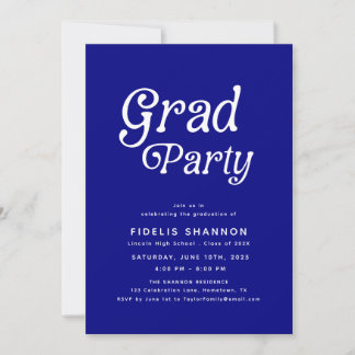 Invitation Bleu de la Marine Grand Parti Rétro Graduation Inv
