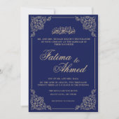 Invitation Bleu de la marine Mariage musulman islamique (Devant)