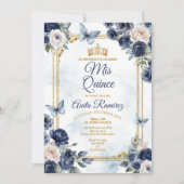 Invitation Bleu de la marine mexicaine Roses doux 16th Girl M (Devant)