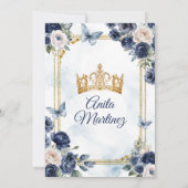 Invitation Bleu de la marine mexicaine Roses doux 16th Girl M (Dos)