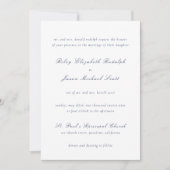 Invitation Bleu de la Marine Propre Mariage élégant (Devant)