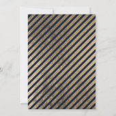 Invitation Bleu de la marine rayures d'or entreprise chic Noë (Dos)