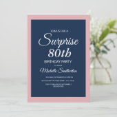 Invitation Bleu de la Marine rose Surprise 80e anniversaire I (Debout devant)