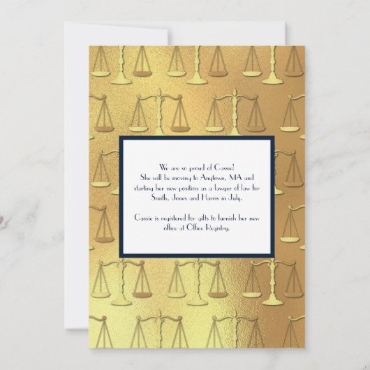 Invitation Bleu de l'école de droit de l'avocat (Dos)