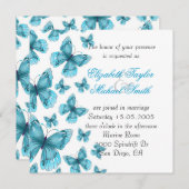 Invitation Bleu de luxe Elegant Butterfly Wedding Invite (Devant / Derrière)