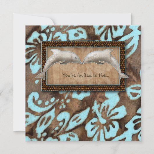 Invitation Bleu de mariage de plage de dauphin d'invitation (Devant)