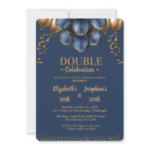 Bleu de marine et ballons d'or double anniversaire
