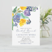 Invitation Bleu de marine et jaune Floral Moderne Brunch nupt (Debout devant)