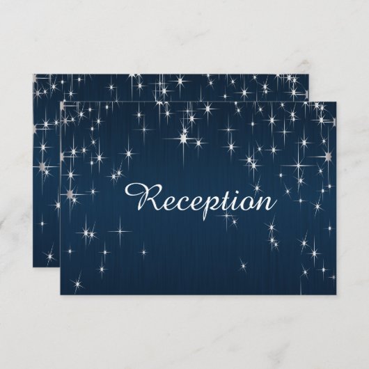 Invitation Bleu de marine Mariage étoilé - Réception (Devant / Derrière)