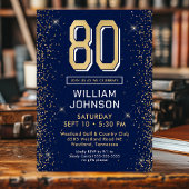 Invitation Bleu de marine moderne 80e anniversaire