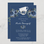 Invitation Bleu de marine Peony Mariage Tea Party (Devant / Derrière)
