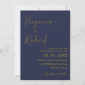 Invitation Bleu de marine romantique | Mariage de script mini (Devant)