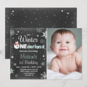 Invitation Bleu de menthe de bonhomme de neige de fête (Devant / Derrière)