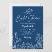 Invitation Bleu de minuit Élégante Fête des mariées simple mo (Devant)