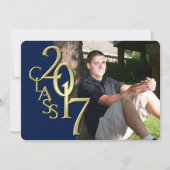 Invitation Bleu de minuit et or 2017 - Diplôme photo (Devant)