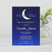 Invitation Bleu de minuit sur le Baby shower de la lune (Debout devant)