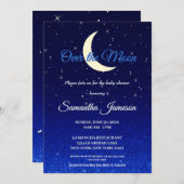 Invitation Bleu de minuit sur le Baby shower de la lune (Devant / Derrière)