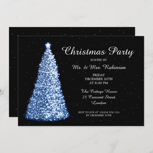 Invitation Bleu de Noël (Devant / Derrière)