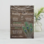 Invitation Bleu de paon rustique de mariage de grange Boho (Debout devant)