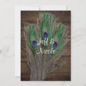 Invitation Bleu de paon rustique de mariage de grange Boho (Dos)