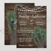 Invitation Bleu de paon rustique de mariage de grange Boho (Devant / Derrière)