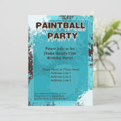 Invitation bleu de partie de Paintball (Debout devant)