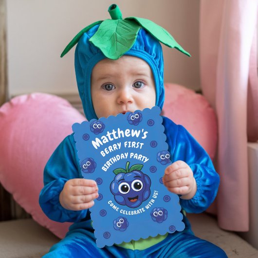 Invitation Bleu de premier anniversaire du garçon 1er bébé