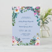 Invitation Bleu de Prusse & Pervenche Paradis Bohème Floral (Debout devant)