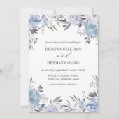 Invitation Bleu de rêve | Fancy rustique Flowers mariage (Devant)