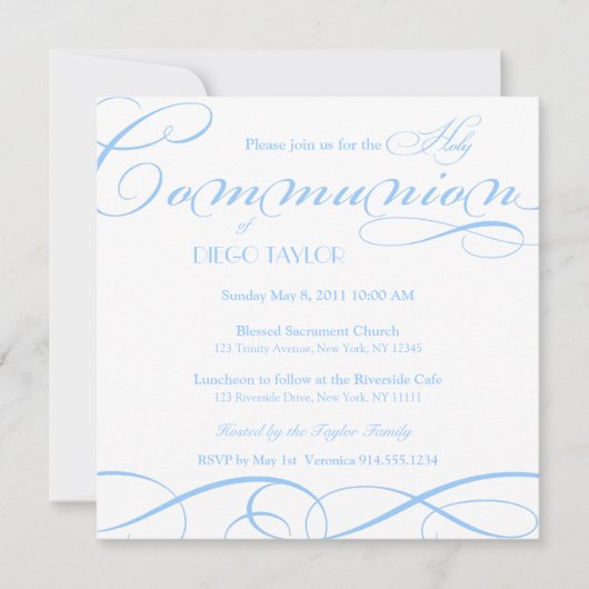 Invitation bleu de sainte communion (Devant)