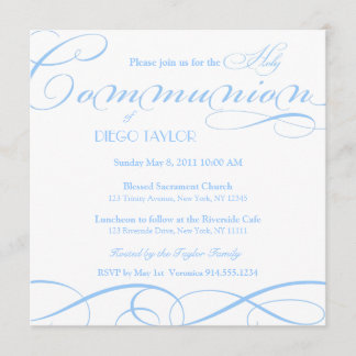 Invitation bleu de sainte communion