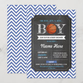 Invitation bleu de sports de baby shower de garçon (Devant / Derrière)